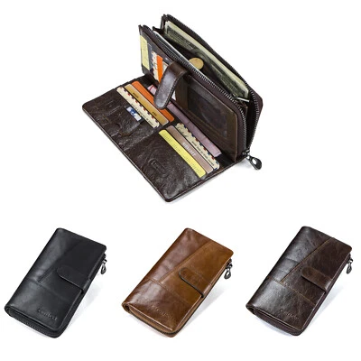 CONTACTS Mens Wallet Genuine Leather Long Wallet Coin Card Cellphone Holder - Image 1 of 4
