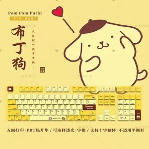 Pom Pom Purin PBT Wireless Mechanical Keyboard 104keys Mouse Mouse Pad Hot Swap - Picture 1 of 13