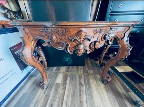 ralph lauren french carved wood console table Cover