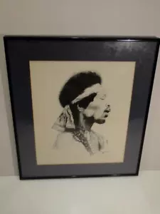Disegno incorniciato di Jimi Hendrix di B. Lannan firmato edizione limitata 3/30 - Foto 1 di 3