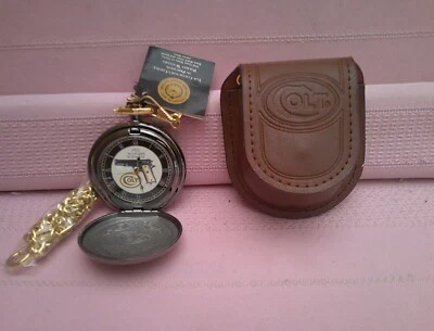 Franklin Mint Colt 1993 funcionando 1911 .45 Cal. ¡Reloj Bolsillo Oro 24K Acento! Foto 1 de 4