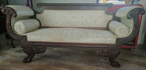 American Empire Classically Carved Mahogany Sofa 1800-1820 Cover