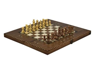 Holz Helena Schach & Backgammon Set ""Ländliche Nussbaum"" mit Sheesham französisch Staunto - Bild 1 von 8
