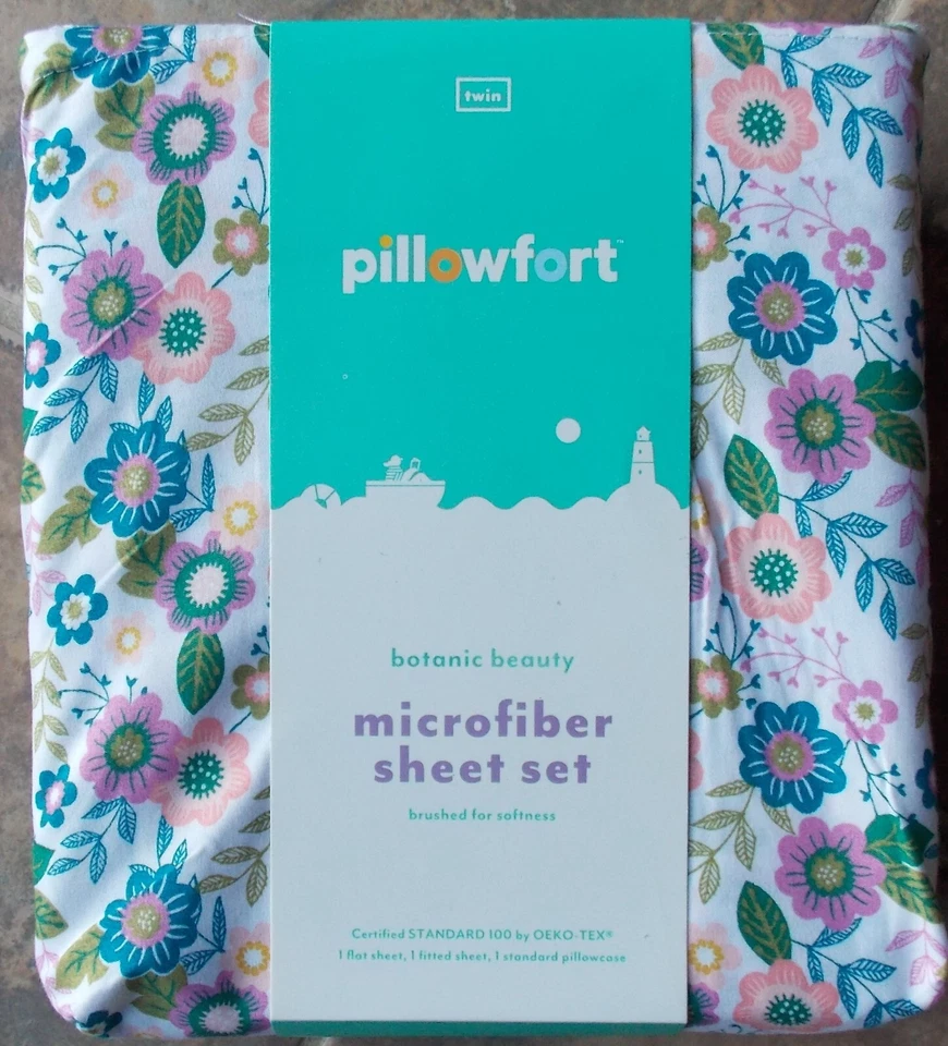 Pillowfort Botanic Beauty Microfiber 3pc Twin Sheet Set Brushed for Softness