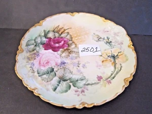 Antiker Haviland Limoges 11 1/4 Zoll Teller große Rosen schwerer Goldrand - Bild 1 von 5