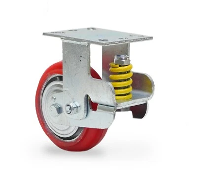 Spring Loaded Shock Absorbing 6" Caster Wheels, Industrial Grade PU Material