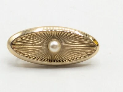 Vintage Gold Tone Faux Pearl Tie Clasp Bar - Image 1 of 4