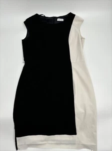 Abito tubino donna Calvin Klein taglia 14 bianco navy asimmetrico ufficio - Foto 1 di 9