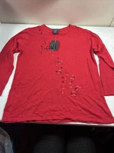 Vestido para mujer tejido top ~ talla 16/18W floral rojo Laura Scott nuevo con etiquetas. 100% acrílico - Imagen 1 de 10