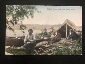 1911 USA Native Americana Postcard cover To Rome Ga Indian Scene Near Deer River - Picture 1 of 2