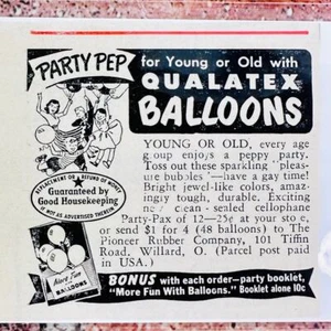 1949 Qualatex Balloons - Party Pep - Original Retro PRINT AD - Picture 1 of 9