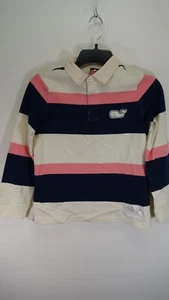Vineyard Vines Kids Boys Pink Striped Whale Heritage Rugby Polo Shirt S (8-10) - Picture 1 of 6