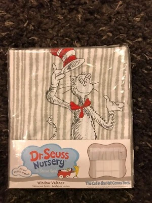 NEW TREND LAB DR SEUSS NURSERY THE CAT IN THE HAT COMES BACK WINDOW VALANCE - Image 1 of 2