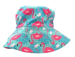 Flamingo Floral Print Bucket Hat Size Small Sun Beach Polyester UV Protection - Picture 1 of 9