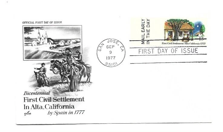 1725 First Civil Settlement in Alta California ArtCraft Mail Early FDC - Image 1 of 1