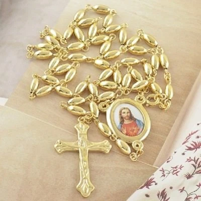 ¡Colgante y collar de cruz de Jesucristo lleno de oro de 9K! Joyería de regalo y amor Foto 1 de 2