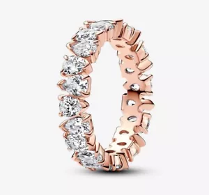 Pandora Timeless Alternating Sparkling Band Gold Plated Ring 183021C01-54 - Picture 1 of 4