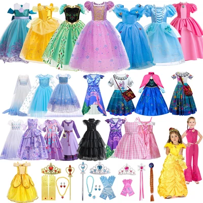 Girls Cinderella Frozen Rapunzel Princess Fancy Dress Up Kids Party Cosplay Gift - Image 1 of 4
