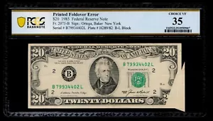 Printed Foldover Error 1985 $20 Federal Reserve Note PCGS VF 35 - Picture 1 of 2