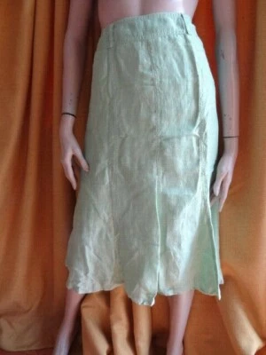 (147MAY) Talla 10 Eu36 *GERRY WEBER* Elegante falda de lino verde manzana Foto 1 de 2