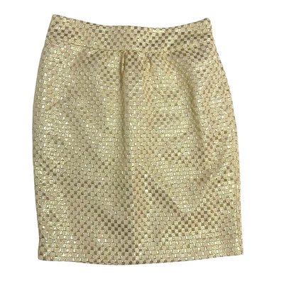 Minifalda Eci New York para mujer metálica dorada crema a cuadros brillante talla 4 Foto 1 de 4
