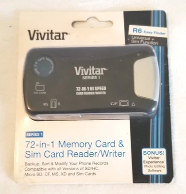 Vivitar 72-in-1 Memory Card and Sim Card Reader Writer New Old Stock  - Image 1 of 4