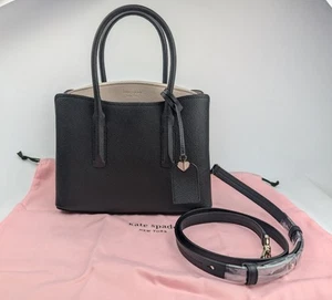 BNWT Kate Spade Margaux Medium Black & Taupe Leather Satchel RRP £300 - Picture 1 of 13