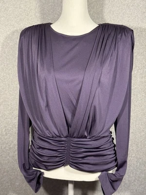 Blusa drapeada vintage Richard Warren Saks Fifth Avenue para mujer talla 10 ciruela/púrpura Foto 1 de 4