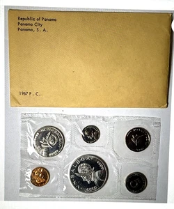 1967 Republic Of Panama Limited Edition 6 coin Proof Set With 2 Silver Coins - Picture 1 of 5