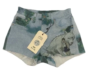 New Levi's x Princess Mononoke 501 Jeans Shorts Size 24 Studio Ghibli RARE - Picture 1 of 9