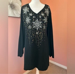 Tunica natalizia fiocco di neve glitter scintillante impreziosita manica lunga Catherine's nuova con etichetta 4X - Foto 1 di 7