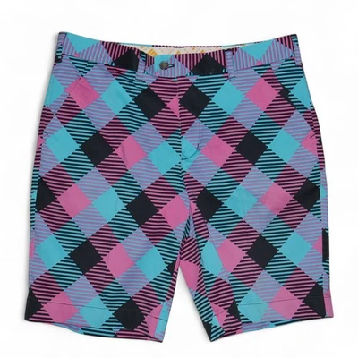 Loudmouth Men's Golf Shorts Size 36 Pink/Blue 80's Halloween Costume EUC - Image 1 of 4