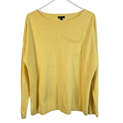 Talbots Sweater Women's L Yellow Cotton Wool Cashmere Classic Career Spring Prep - Image 1 of 4