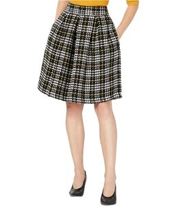 maison Jules Womens Plaid Pleated A-line Skirt, blackcombo, 10 - Picture 1 of 1