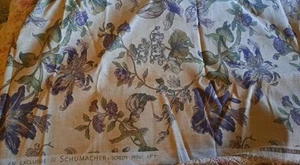 Vtg SCHUMACHER Floral Lillies Violet Purple, Greens, Ivory, Tan 27"x 54" Remnant - Picture 1 of 3
