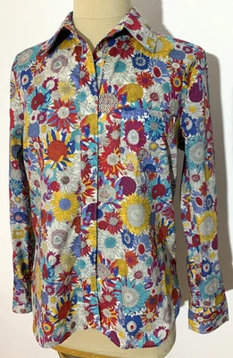 Liberty искусства ткани подсолнух печать длинным рукавом хлопок кнопка рубашка размер средний - Изображение 1 из 4