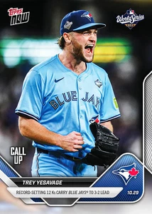MLB WS Topps 2025 AHORA 913 TREY YESAVAGE MLB RECORD 12K BLUE JAYS PREVENTA DE NOVATO - Imagen 1 de 2