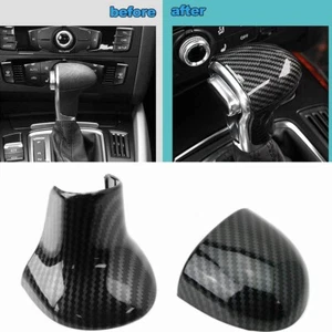 2pcs Gear Shift Knob Cover Head Trim Carbon Fiber ABS Center Console Shifter - Picture 1 of 12