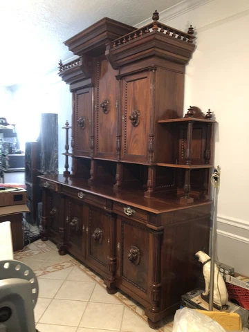 Super Rate/Big/Heavy And Beautiful Antique Red Oak Wooden Loin Heads Cabinet Cover