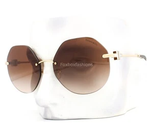 Tiffany & Co Sunglasses Rimless TF 3077 6021/3B Shiny Pale Gold Brown with Case - Imagen 1 de 10