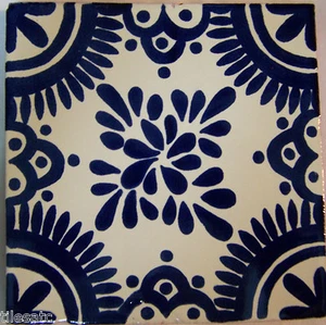 C278- 9 Decorated Mexican Talavera Clay 4" x 4" Tiles - Picture 1 of 3