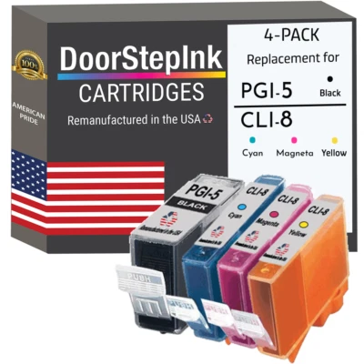 DoorStepInk Compatible Ink Cartridges for Canon PGI-5 Black & CLI-8 C,M,Y-USA - Image 1 of 4