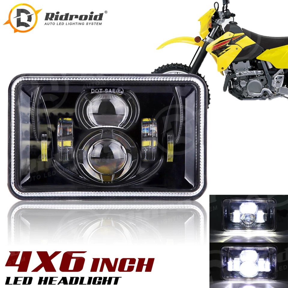适用于铃木 DRZ400SM DRZ400S DRZ400 4x6 LED 车头灯投影仪 高/低 密封光束 — 第 1/4 张图片
