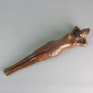 Vintage Hand Carved Wooden Saucy Lady statue Nutcracker 13" MADE IN ENGLAND - Picture 1 of 12