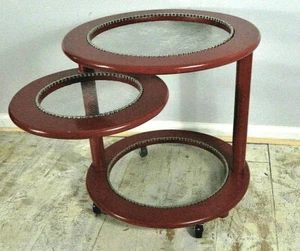 industrial side table Indoor/outdoor table red trimmed in bike chain - Picture 1 of 10
