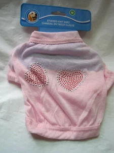 Rosa Shirt mit Nieten Doppelherz~Neu~PET Hund~Medium~LBDDM - Bild 1 von 3