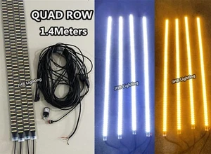 4 PIEZAS 1,4 metros QUAD ROW PURE blanco y ámbar LED tiras luces estroboscópicas kit remoto - Imagen 1 de 7
