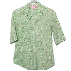 Lilly Pulitzer Womens Half Sleeve Collared Floral Cotton Blouse Sz 10 - Picture 1 of 8