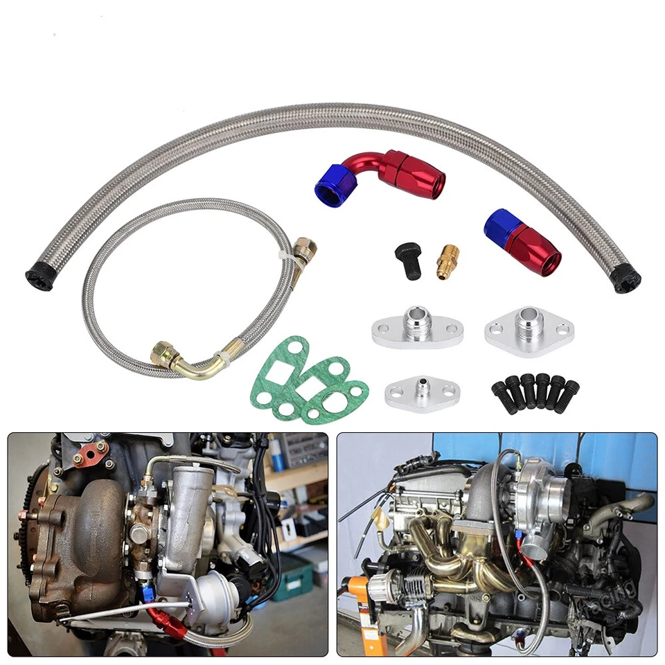 Kit de línea de retorno de drenaje de alimentación de aceite turbo para Toyota Supra 1JZ/2JZ 1JZGT 2JZGTE Foto 1 de 4