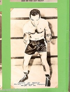 #L28.  BOXING FAN CARD - PADDY DE MARCO, WORLD LIGHTWEIGHT CHAMPION